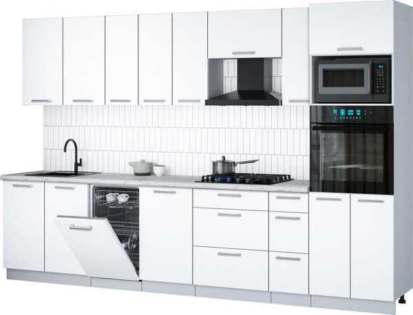 Кухонный гарнитур Интерлиния Мила Gloss 3.2-ПМ3 - фото