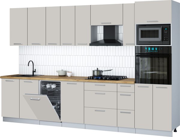 Кухонный гарнитур Интерлиния Мила Gloss 3.2-ПМ3 - фото