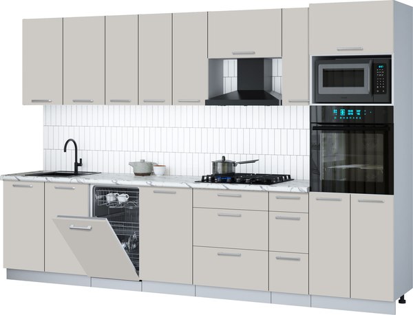 Кухонный гарнитур Интерлиния Мила Gloss 3.2-ПМ3 - фото