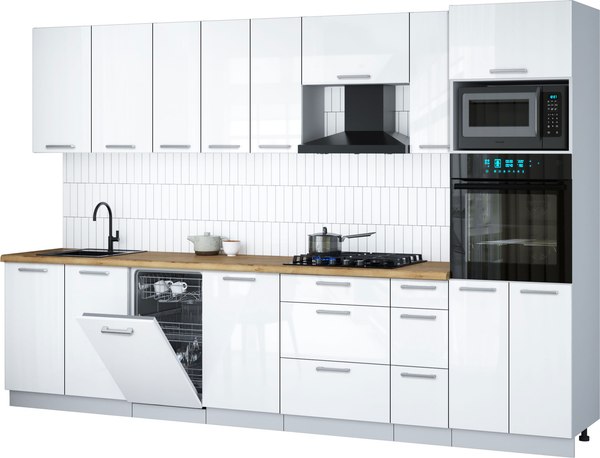 Кухонный гарнитур Интерлиния Мила Gloss 3.2-ПМ3 - фото
