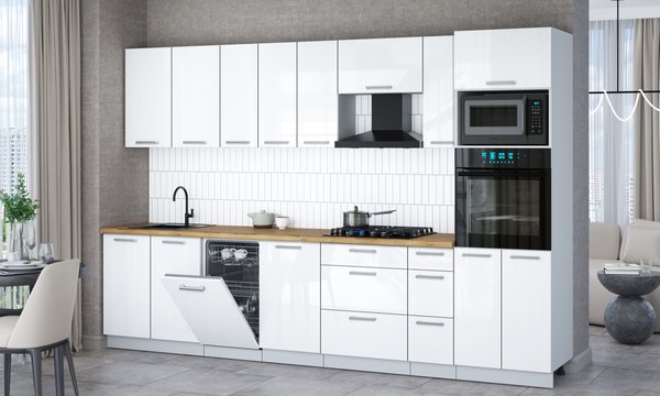 Кухонный гарнитур Интерлиния Мила Gloss 3.2-ПМ3