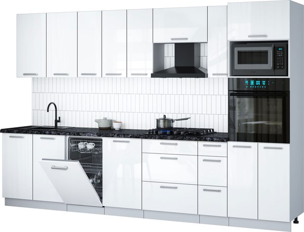 Кухонный гарнитур Интерлиния Мила Gloss 3.2-ПМ3 - фото