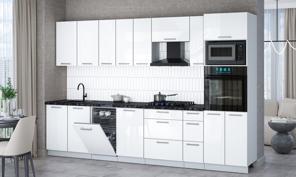 Кухонный гарнитур Интерлиния Мила Gloss 3.2-ПМ3