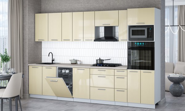 Кухонный гарнитур Интерлиния Мила Gloss 3.2-ПМ3