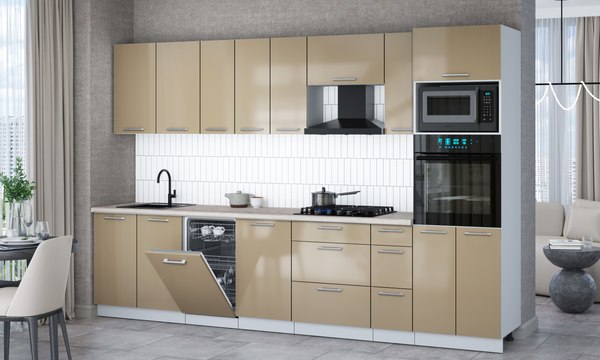 Кухонный гарнитур Интерлиния Мила Gloss 3.2-ПМ3