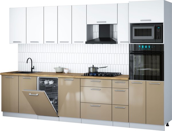 Кухонный гарнитур Интерлиния Мила Gloss 3.2-ПМ3 - фото