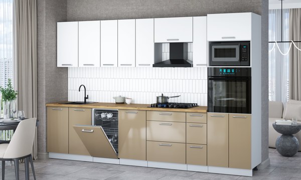 Кухонный гарнитур Интерлиния Мила Gloss 3.2-ПМ3