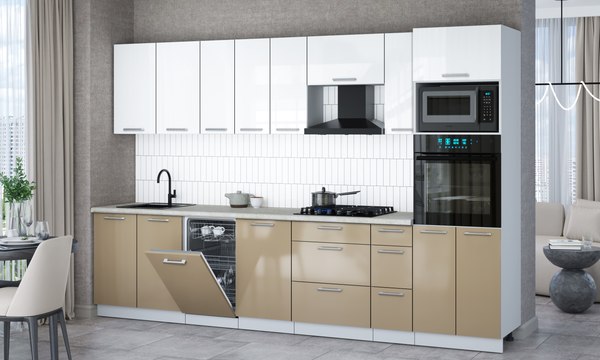 Кухонный гарнитур Интерлиния Мила Gloss 3.2-ПМ3