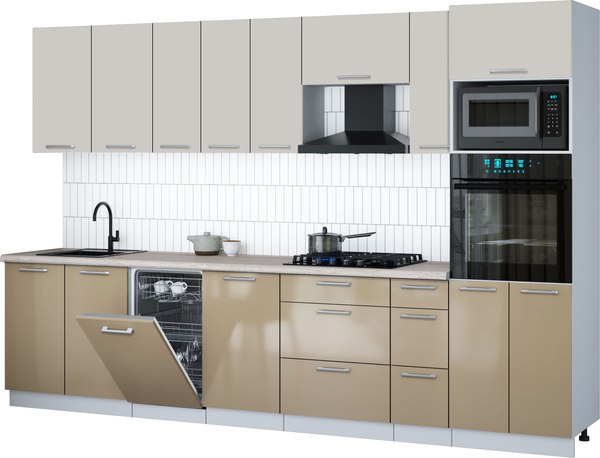 Кухонный гарнитур Интерлиния Мила Gloss 3.2-ПМ3 - фото