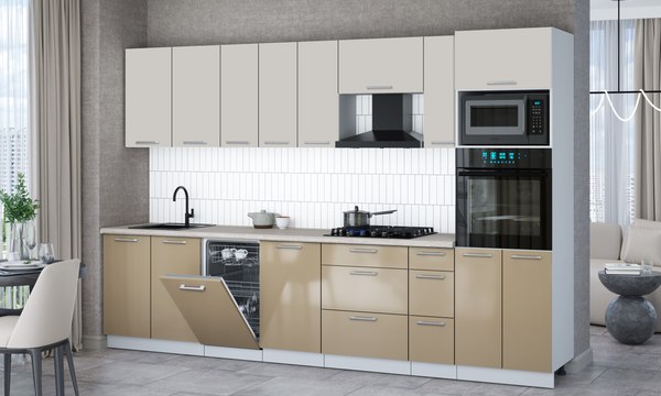 Кухонный гарнитур Интерлиния Мила Gloss 3.2-ПМ3