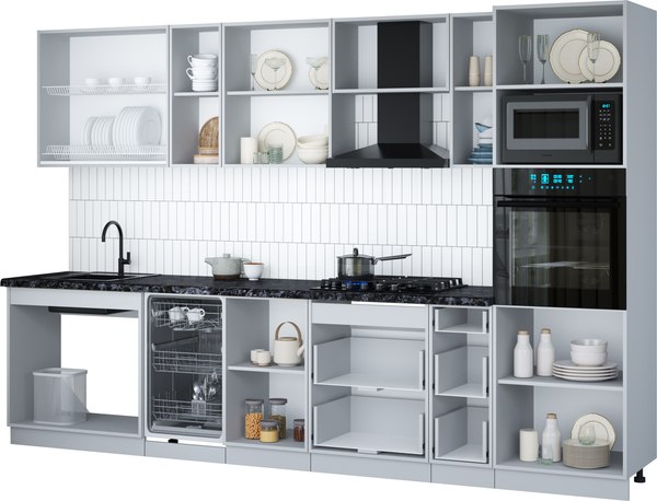 Кухонный гарнитур Интерлиния Мила Gloss 3.2-ПМ3