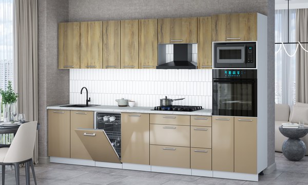 Кухонный гарнитур Интерлиния Мила Gloss 3.2-ПМ3