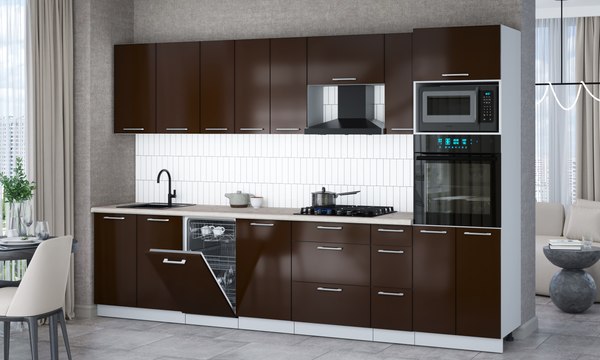 Кухонный гарнитур Интерлиния Мила Gloss 3.2-ПМ3