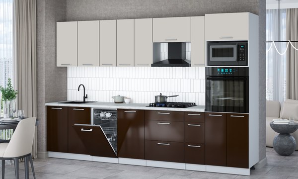 Кухонный гарнитур Интерлиния Мила Gloss 3.2-ПМ3