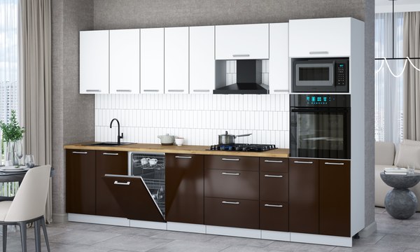 Кухонный гарнитур Интерлиния Мила Gloss 3.2-ПМ3