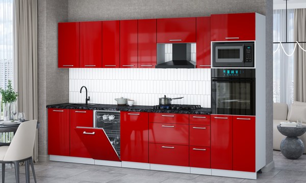 Кухонный гарнитур Интерлиния Мила Gloss 3.2-ПМ3