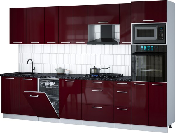 Кухонный гарнитур Интерлиния Мила Gloss 3.2-ПМ3 - фото