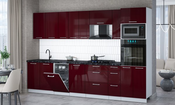 Кухонный гарнитур Интерлиния Мила Gloss 3.2-ПМ3