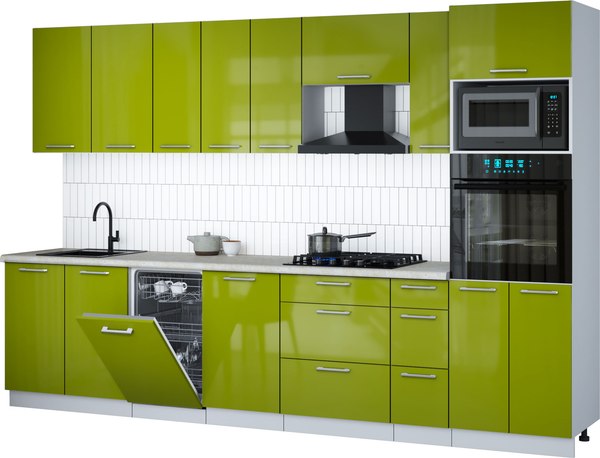 Кухонный гарнитур Интерлиния Мила Gloss 3.2-ПМ3 - фото