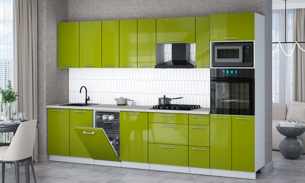 Кухонный гарнитур Интерлиния Мила Gloss 3.2-ПМ3