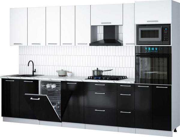 Кухонный гарнитур Интерлиния Мила Gloss 3.2-ПМ3 - фото