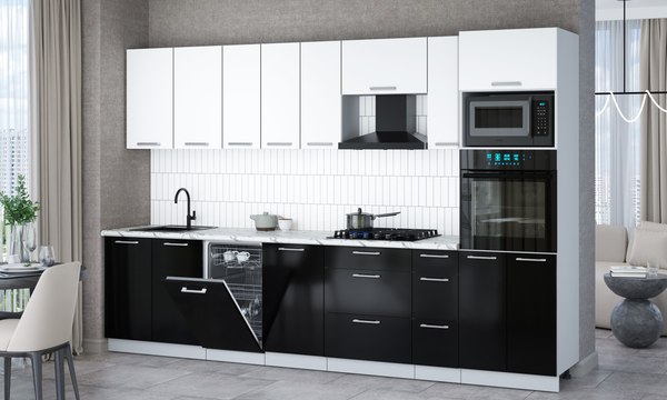 Кухонный гарнитур Интерлиния Мила Gloss 3.2-ПМ3