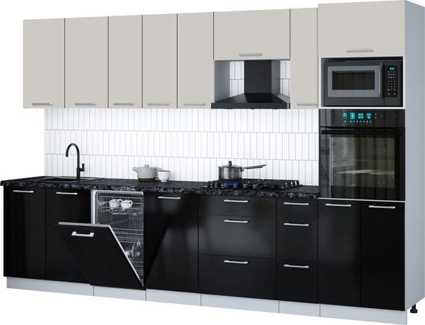 Кухонный гарнитур Интерлиния Мила Gloss 3.2-ПМ3 - фото