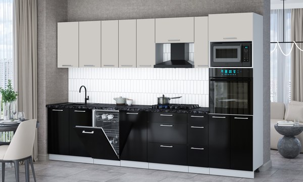 Кухонный гарнитур Интерлиния Мила Gloss 3.2-ПМ3