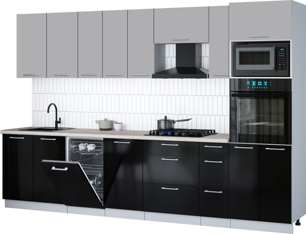Кухонный гарнитур Интерлиния Мила Gloss 3.2-ПМ3 - фото