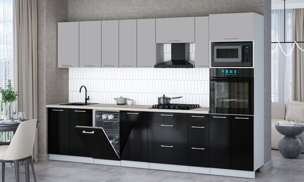 Кухонный гарнитур Интерлиния Мила Gloss 3.2-ПМ3