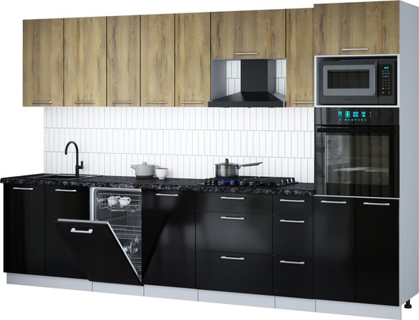 Кухонный гарнитур Интерлиния Мила Gloss 3.2-ПМ3 - фото