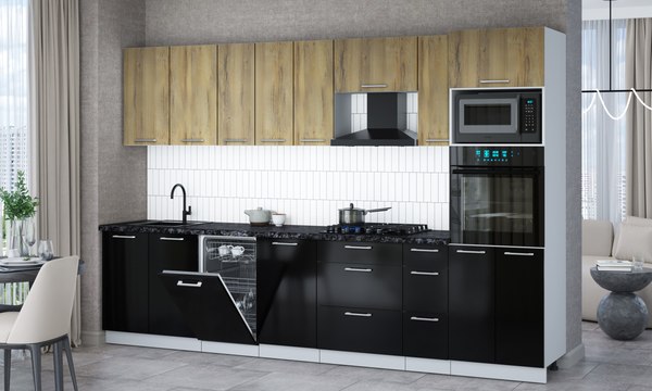 Кухонный гарнитур Интерлиния Мила Gloss 3.2-ПМ3