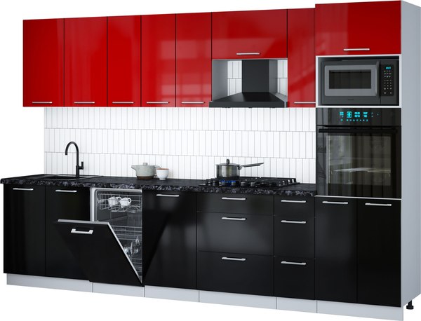 Кухонный гарнитур Интерлиния Мила Gloss 3.2-ПМ3 - фото