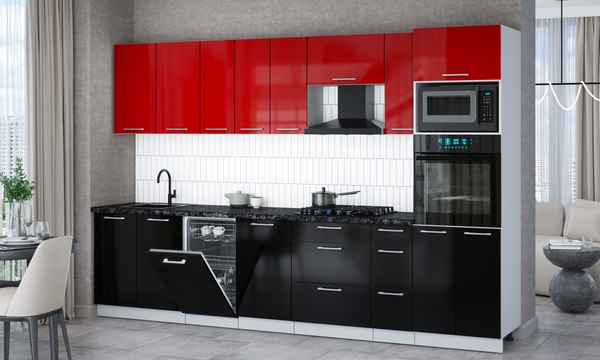 Кухонный гарнитур Интерлиния Мила Gloss 3.2-ПМ3