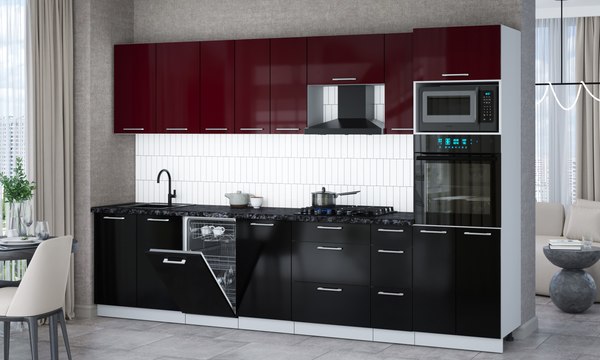 Кухонный гарнитур Интерлиния Мила Gloss 3.2-ПМ3