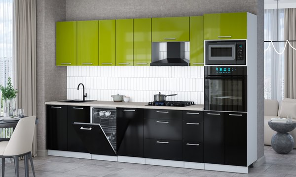 Кухонный гарнитур Интерлиния Мила Gloss 3.2-ПМ3