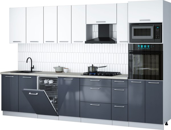 Кухонный гарнитур Интерлиния Мила Gloss 3.2-ПМ3 - фото