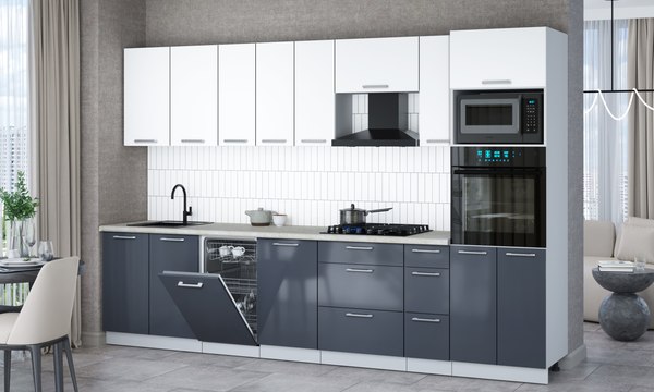 Кухонный гарнитур Интерлиния Мила Gloss 3.2-ПМ3