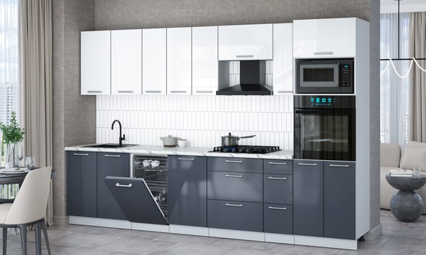 Кухонный гарнитур Интерлиния Мила Gloss 3.2-ПМ3