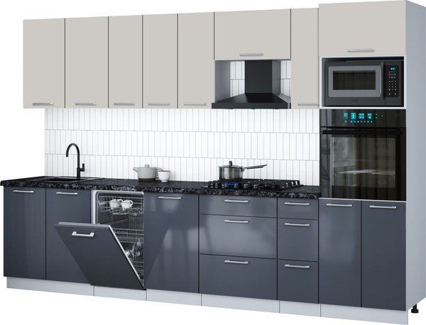 Кухонный гарнитур Интерлиния Мила Gloss 3.2-ПМ3 - фото