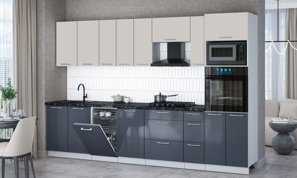 Кухонный гарнитур Интерлиния Мила Gloss 3.2-ПМ3