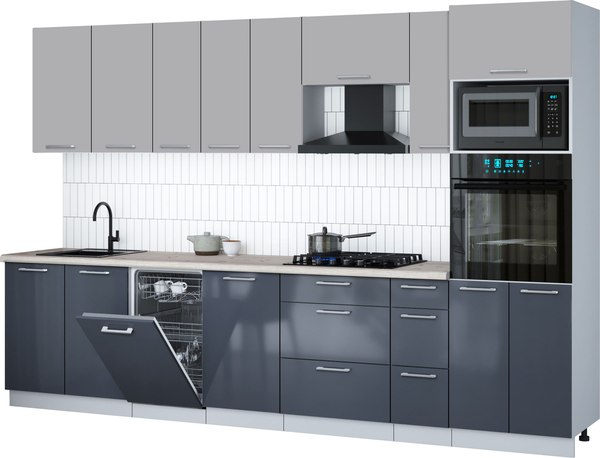 Кухонный гарнитур Интерлиния Мила Gloss 3.2-ПМ3 - фото