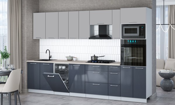 Кухонный гарнитур Интерлиния Мила Gloss 3.2-ПМ3