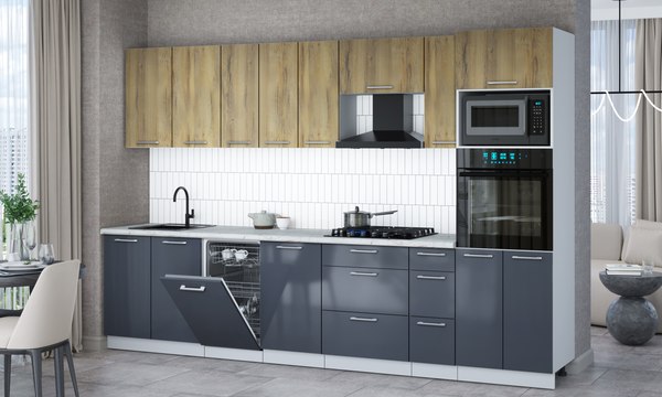 Кухонный гарнитур Интерлиния Мила Gloss 3.2-ПМ3