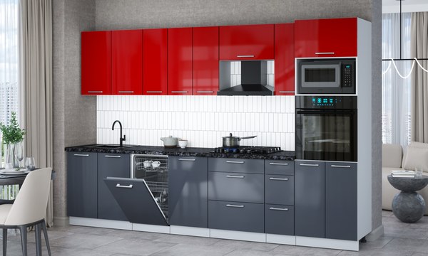 Кухонный гарнитур Интерлиния Мила Gloss 3.2-ПМ3