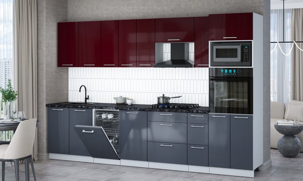 Кухонный гарнитур Интерлиния Мила Gloss 3.2-ПМ3