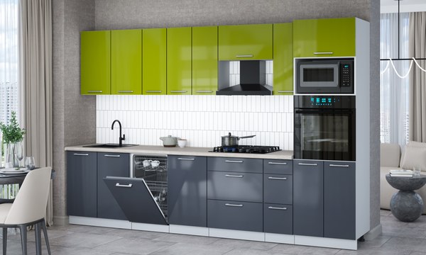 Кухонный гарнитур Интерлиния Мила Gloss 3.2-ПМ3