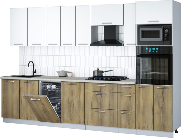 Кухонный гарнитур Интерлиния Мила Gloss 3.2-ПМ3 - фото