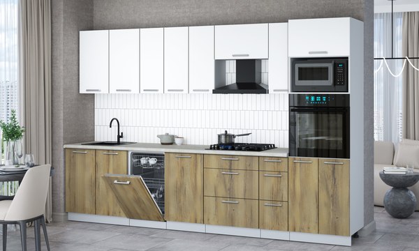 Кухонный гарнитур Интерлиния Мила Gloss 3.2-ПМ3