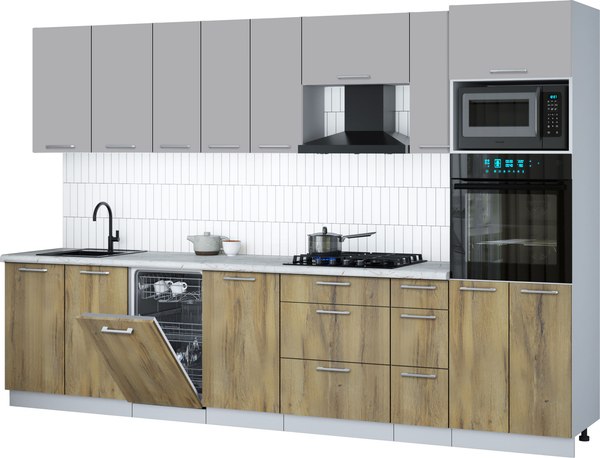 Кухонный гарнитур Интерлиния Мила Gloss 3.2-ПМ3 - фото